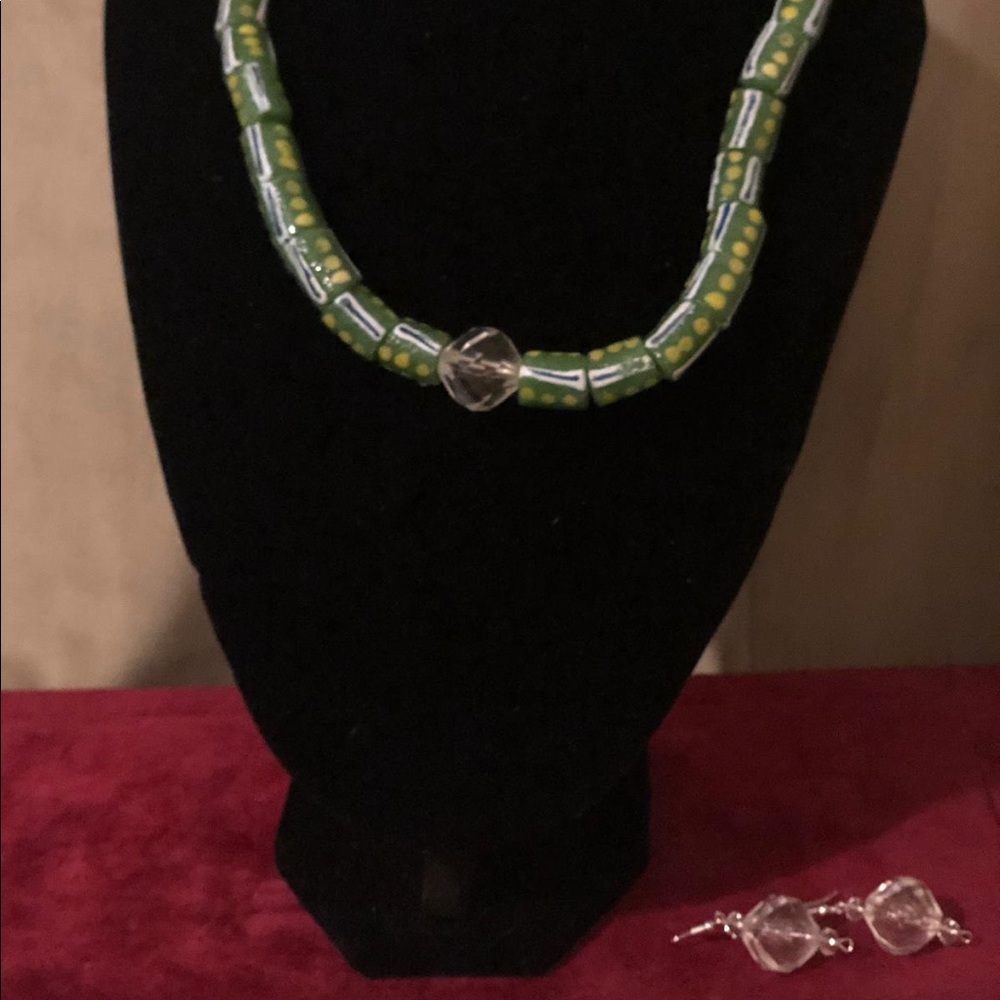 Two piece set African beads- necklace and earrings